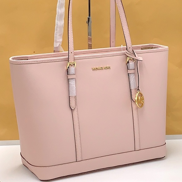 Michael Kors Handbags - MICHAEL KORS POWDER BLUSH COLOR
Jet Set Travel Large Saffiano Leather Tote Bag